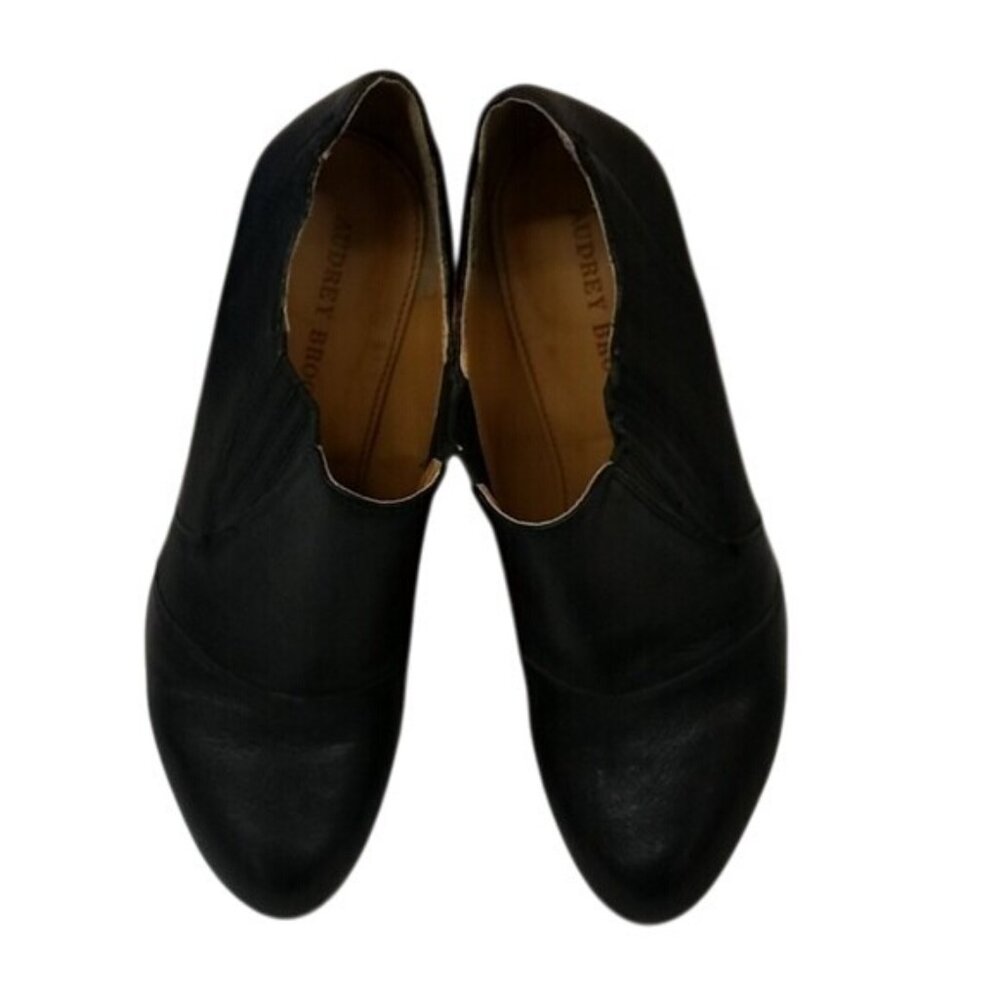 Audrey Brooke Black Leather Heeled Ankle Booties Size 8.5 - Picture 5 of 7
